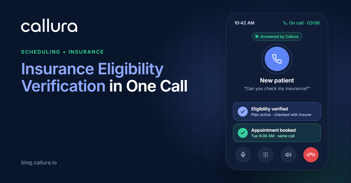 Phone call answered by Callura: insurance eligibility verified and appointment booked on the same call