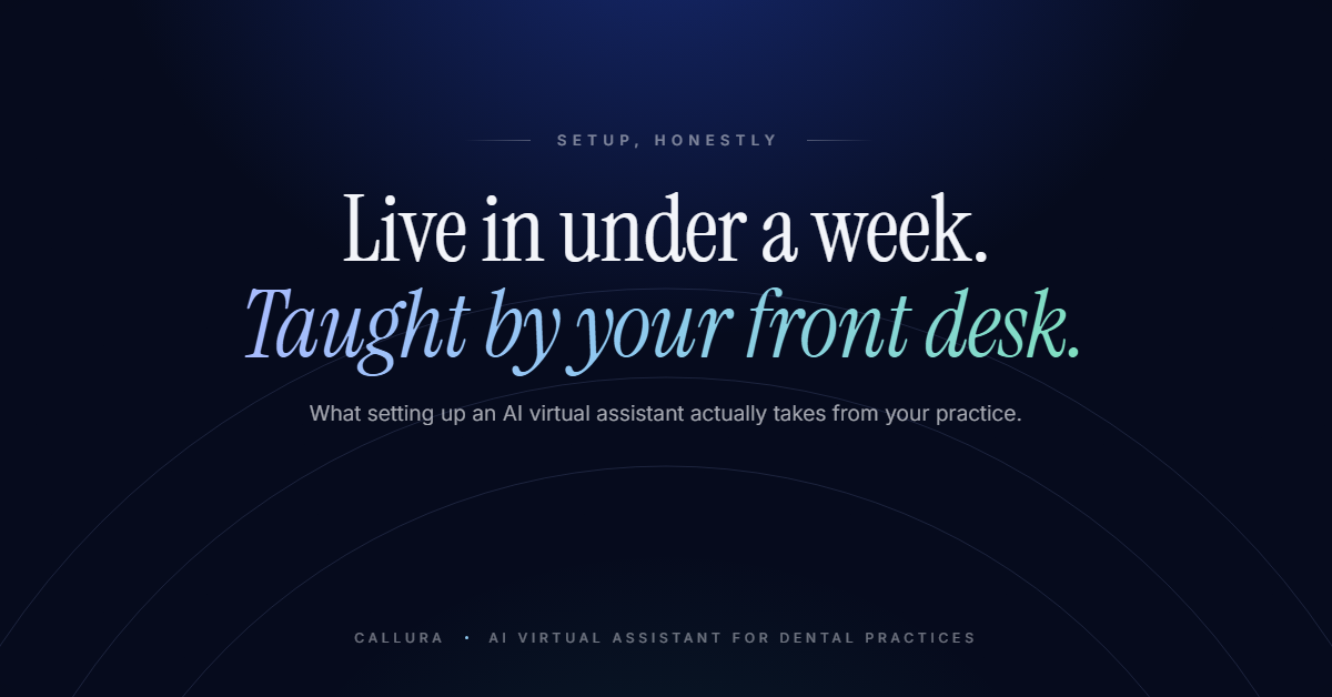 Live in under a week, taught by your front desk: what setting up an AI virtual assistant takes from your practice